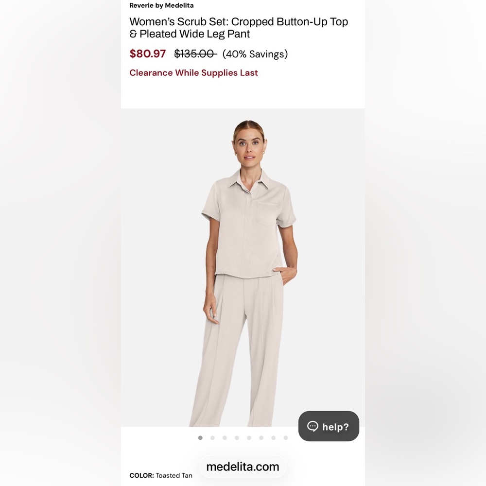 Medelita Scrub Set: Top L & Pleated pant M